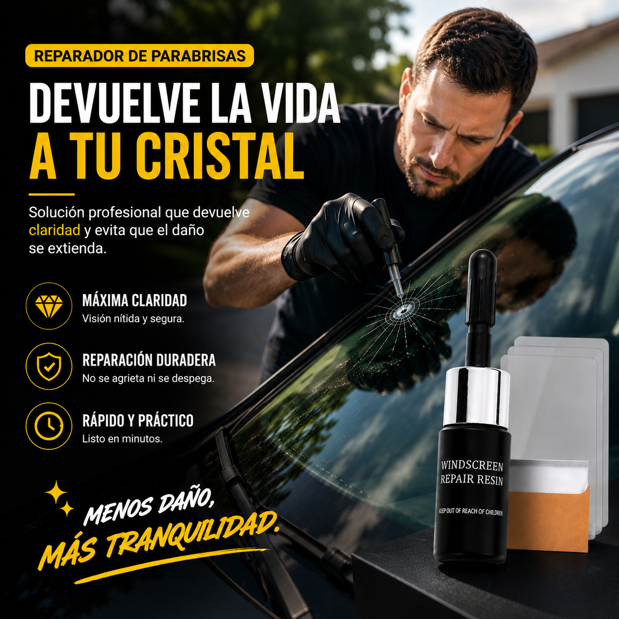 Repara la grieta de tu cristal en minutos, sin ir al taller